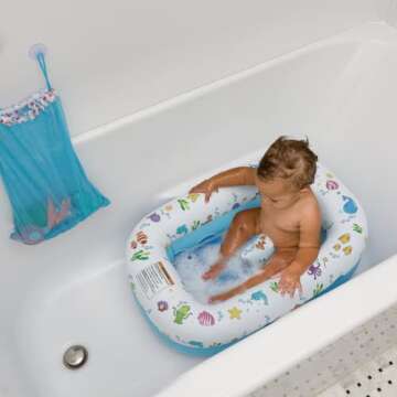 Mommy's Helper | Inflatable Under The Sea Baby Bathtub, Collapsible Safe Baby Bath Tub with Anti-Sli...