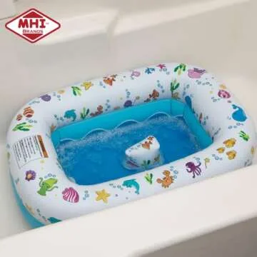 Mommy's Helper | Inflatable Under The Sea Baby Bathtub, Collapsible Safe Baby Bath Tub with Anti-Sliding Saddle Horn Seat, Must Have Travel Toddler Bath, Portable Bathtub Recommended Months 6 to 24