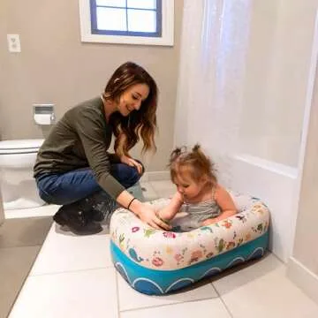 Mommy's Helper | Inflatable Under The Sea Baby Bathtub, Collapsible Safe Baby Bath Tub with Anti-Sliding Saddle Horn Seat, Must Have Travel Toddler Bath, Portable Bathtub Recommended Months 6 to 24