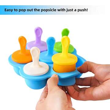 JBYAMUS Silicone Popsicle Molds, Ice Pop Molds, Storage Container for Homemade Food, Kids Ice Cream DIY Pop Molds - BPA Free (Blue)