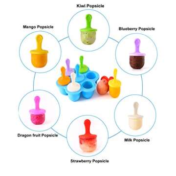 JBYAMUS Silicone Popsicle Molds, Ice Pop Molds, Storage Container for Homemade Food, Kids Ice Cream DIY Pop Molds - BPA Free (Blue)