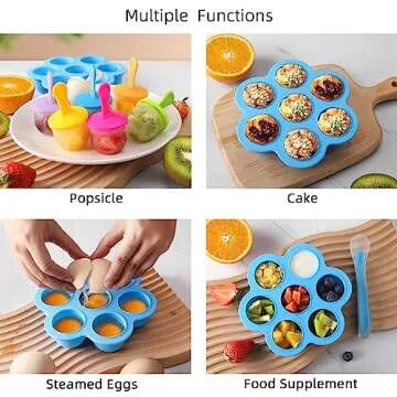 JBYAMUS Silicone Popsicle Molds, Ice Pop Molds, Storage Container for Homemade Food, Kids Ice Cream DIY Pop Molds - BPA Free (Blue)
