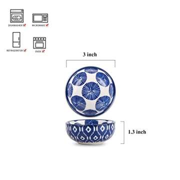 Selamica Ceramic Mini Dipping Bowls 3 inch Soy Sauce Dish Set, 2.7 oz Small Dip Bowl for Side Dish, ...