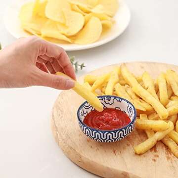 Selamica Ceramic Mini Dipping Bowls 3 inch Soy Sauce Dish Set, 2.7 oz Small Dip Bowl for Side Dish, Appetizers, Sushi, BBQ, Set of 6, Vintage Blue