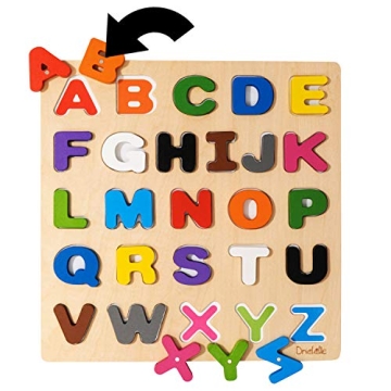 Magnetic Wooden Educational ABC Puzzle - Learn Alphabet & Color Recognition Toy – Toddler Preschoo...