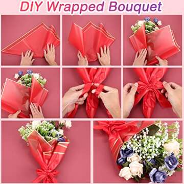 Yahenda 420 Sheet Korean Style Flower Wrapping Papers w/ Gold Edges