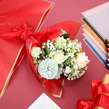 Yahenda 420 Sheet Korean Style Flower Wrapping Papers w/ Gold Edges