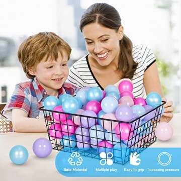 THREGGROW Play Pit Balls Pack of 100 - BPA Free 4 Colors Hollow Soft Plastic Ball for Toddlers Baby Kids Birthday Pool Tent Party Favors Summer Water Bath Toy (5.5CM)