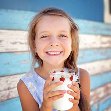 SFGHOUSE Strawberry Glass Cup with Straw Clear Strawberry Cups Cute Glass Tumbler with Straw Glasses Bottle for Juice Water Milk Coffee Tea 300ML (A Set)