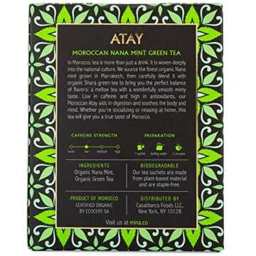 Mina Atay Moroccan Mint Green Tea, 15 Biodegradable Sachets