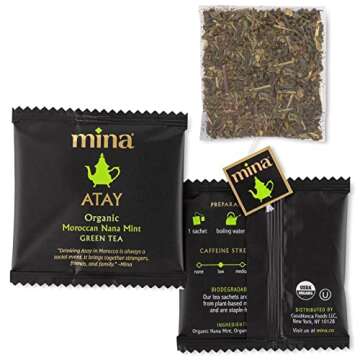 Mina Atay Moroccan Mint Green Tea, 15 Biodegradable Sachets