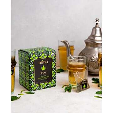 Mina Atay Moroccan Mint Green Tea, 15 Biodegradable Sachets