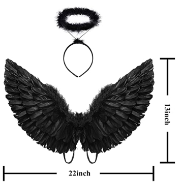 Black Angel Wings and Halo Set for Halloween Fun