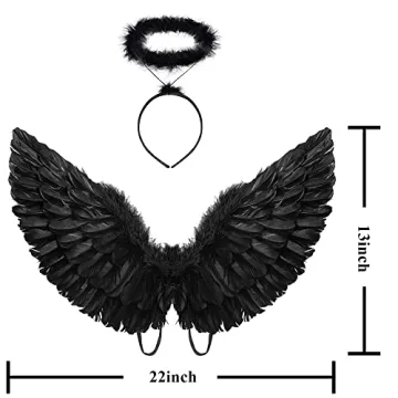 Black Angel Wings and Halo Set for Halloween Fun