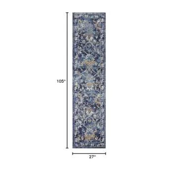 LR Home Indoor 2x9 Runner Rug | Turkish Floral Modern Boho Decor