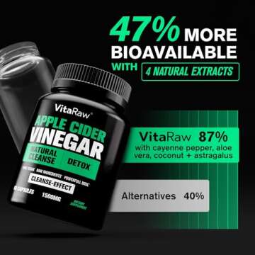 Organic Apple Cider Vinegar Capsules with The Mother - Energy Help Plus Heart, Gut, and Immune Health Support - Gluten Free, Dairy Free - Raw Probiotic and Prebiotic - Vegan ACV, Astragalus Root