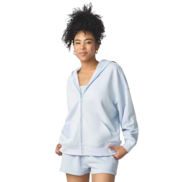 Florence by Mills Women's Cozy Crush Slouchy Sleeve Oversized Zip Hoodie - Halogen Blue, Small