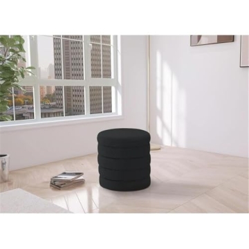 Meridian Furniture Black Boucle Ottoman - Elegant & Versatile