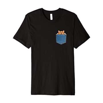Cat in Pocket Premium T-Shirt: Adorable Style for Cat Lovers