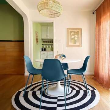 POLY & BARK Isla Modern Kitchen Chairs Set of 4 - Stylish Dining Chairs in Ocean Teal, Quick Assembl...