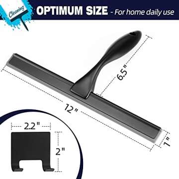NETANY Shower Squeegee, 12-Inch Matte Black Squeegee, All-Purpose Stainless Steel Squeegee for Bathr...