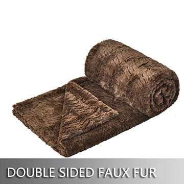 YUSOKI Luxury Double Sided Faux Fur Throw Blanket(Without Pillows),Soft Fuzzy Fluffy Cozy Blanket Pl...
