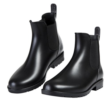 Asgard Women's Ankle Rain Boots Waterproof Chelsea Boots, Black 38.5 (Size 8)
