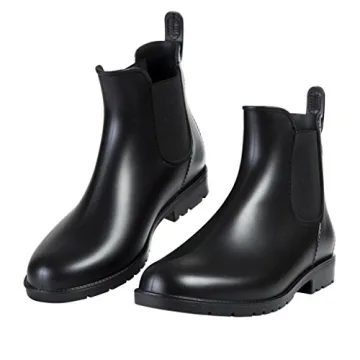 Asgard Women's Ankle Rain Boots Waterproof Chelsea Boots, Black 38.5 (Size 8)