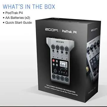 Zoom PodTrak P4 Portable Multitrack Podcast Recorder + 64GB SDXC Memory Card + 4X Dynamic Cardioid Handheld Mic + 4X Stereo Headphones + 4X Foam Windscreens + 4X Desk Mic Stand + Batteries & Charger