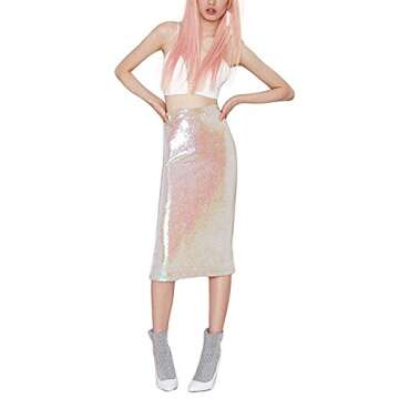 IRISIE Women's Sparkling Sequins Midi Dress in Pink