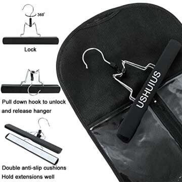 USHUIUS Hair Extension Holder, Extra Long Wig Storage Bag with Hanger