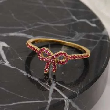 AIBELOPY Pink Bow Rings for Ideal Friendship Gifts