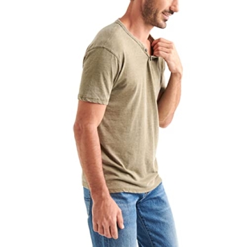 Lucky Brand Men's Burnout Notch Neck Tee - Dark Olive