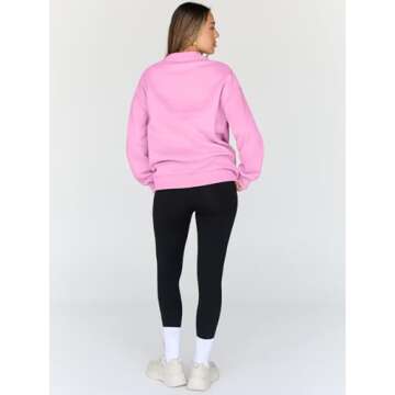 Trendy Queen Womens Oversized Sweatshirts Turtleneck Pullover Long Sleeve Hoodies Tops Fall Fashion Outfits 2025 Clothes Pink L