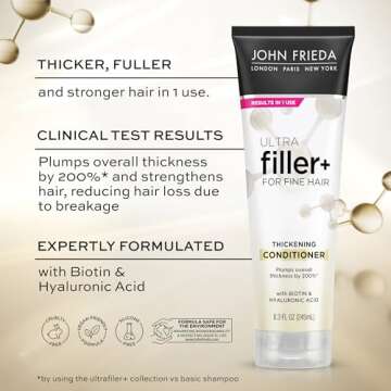 John Frieda ULTRAfiller+ Volumizing Conditioner for Fine, Thinning Hair with Biotin and Hyaluronic Acid, 8.3 Oz