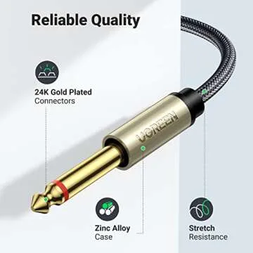 UGREEN 1/8 to 1/4 Stereo Cable - High Fidelity Audio Connection