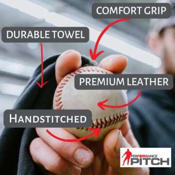 Performance Pitch Training Towel. The Ideal Tool for Any Baseball or Softball Position Player When Practicing Proper Throwing Mechanics.