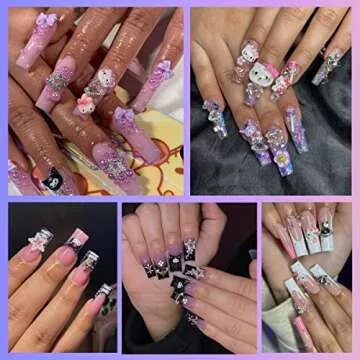 50PCS Kitty Nail Charms and Planet Nail Charms for Acrylic Nails Y2K Kawaii Nail Decorations Nail Art Supplies 3D Flatback Resin Charms Cartoon Slime Jewels Cute DIY Nail Accessories