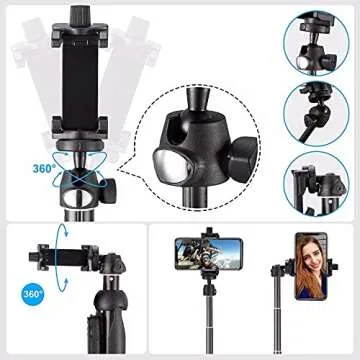 Tripod Monopod Selfie Stick, Long Extendable with Wireless Remote Shutter Control Phone Clip Holder，Compatible with All Cellphones
