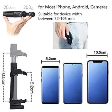 Tripod Monopod Selfie Stick, Long Extendable with Wireless Remote Shutter Control Phone Clip Holder，Compatible with All Cellphones
