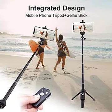Tripod Monopod Selfie Stick, Long Extendable with Wireless Remote Shutter Control Phone Clip Holder，Compatible with All Cellphones
