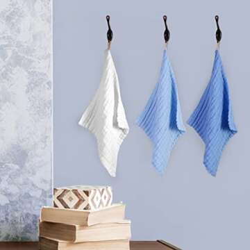 MUKIN Baby Washcloths - Soft Face Cloths for Newborn, Absorbent Bath Wipes, Burp Cloths or Towels, Baby Registry as Shower. Pack of 6-12x12 inches (Blue)