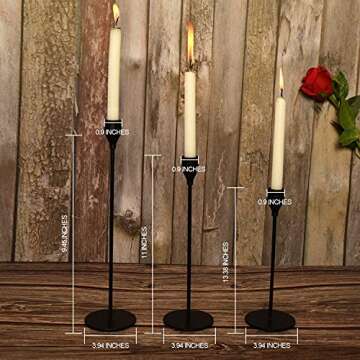 Gonioa Set of 3 Metal Black Candle Holders for Taper Candles Matte Candlestick Stand Modern Home Decor for Table,Wedding,Candlelight Dinner,Fits,Party,Farmhouse Fit 3/4inch Candle,Elegant Gift