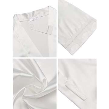 Ekouaer Bride Robe Kimono Loungewear with Lace Accents