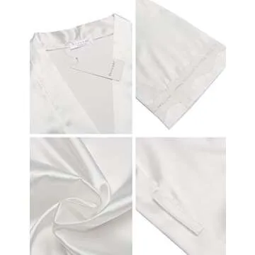 Ekouaer Bride Robe Kimono Loungewear with Lace Accents