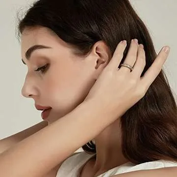 SHINYSO Wedding Band for Women Princess Cut Cubic Zirconia CZ Ring Eternity Band Engagement Stacking Promise Rings for Her Gold Size 5