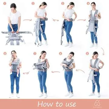 Baby Carrier Newborn to Toddler-ACRABROS 4 in 1 Ergonomic Convertible Infant Carrier for Men Women,All Positions All Season, Lumbar Support and Air Flow,8-32 Pounds, Grey