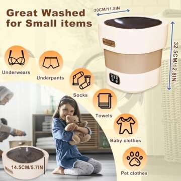 Portable Washing Machine, 18L Large Capacity, Mini Collapsible Washer with Spin Dryer, Small Folding...