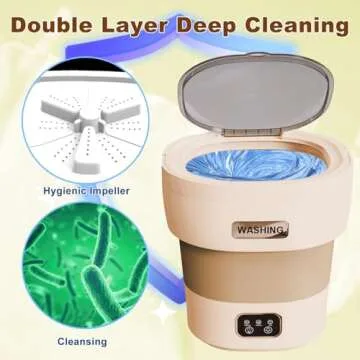 Portable Washing Machine, 18L Large Capacity, Mini Collapsible Washer with Spin Dryer, Small Folding Laundry Washer, Travel, Apartment, RV, Dorm, Camping, Socks, Baby Clothes, Underwear (Brown)