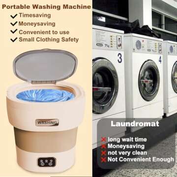 Portable Washing Machine, 18L Large Capacity, Mini Collapsible Washer with Spin Dryer, Small Folding Laundry Washer, Travel, Apartment, RV, Dorm, Camping, Socks, Baby Clothes, Underwear (Brown)